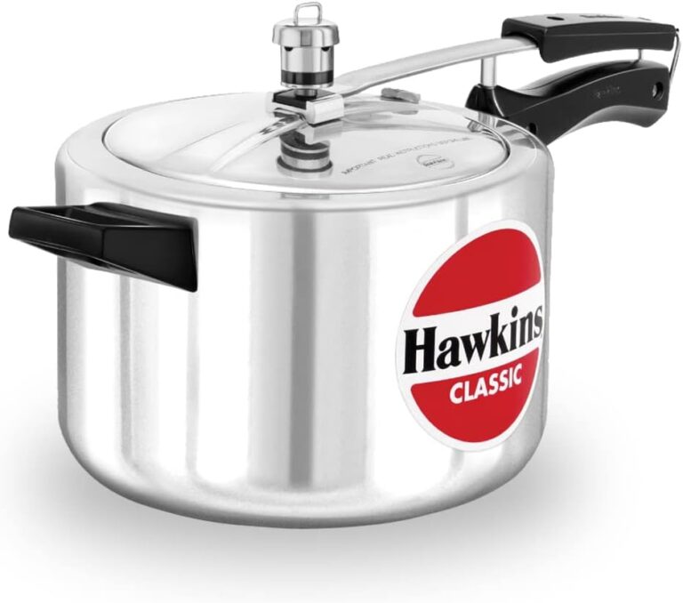 Hawkins Aluminium 5 Litre Classic Pressure Cooker, Best Inner Lid Cooker, Silver (Cl50)